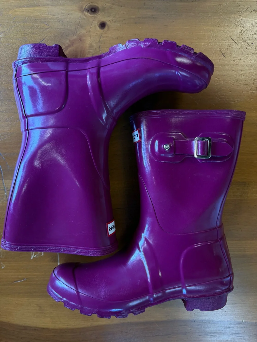 Hunter Original Gloss Short Rain Boots Purple Plum Waterproof Women’s US 6 EU 5